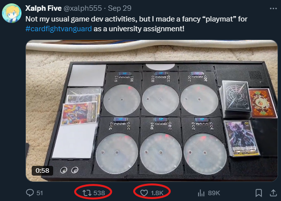 Twitter post of the immersion mat with 538 reposts and 1.8k likes