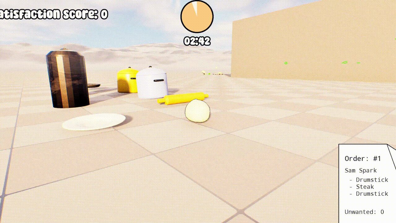 Pizza ball rolls around into interactable objects
