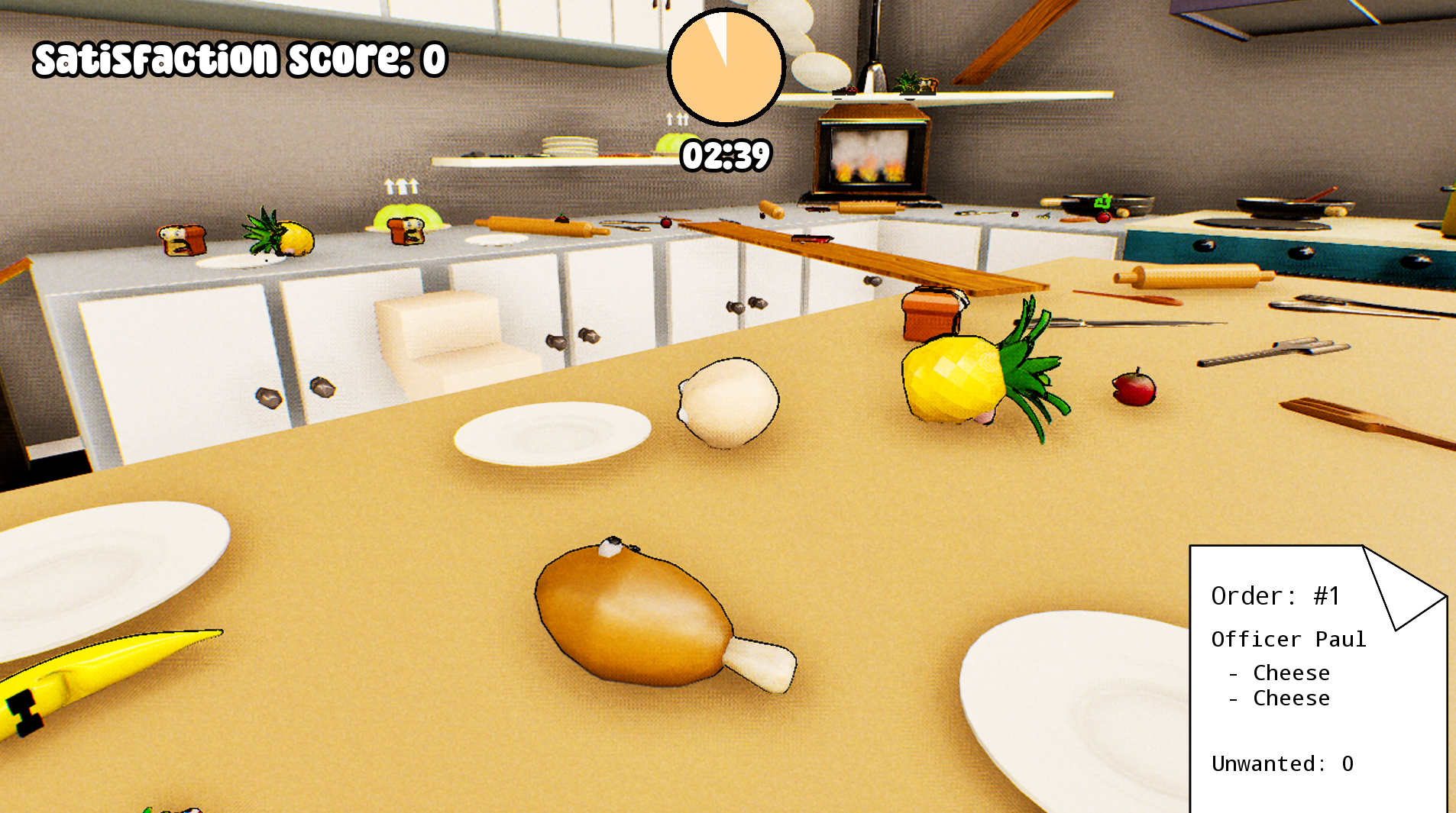 Screenshot of game highlighting the order receipt in the bottom lefthand corner